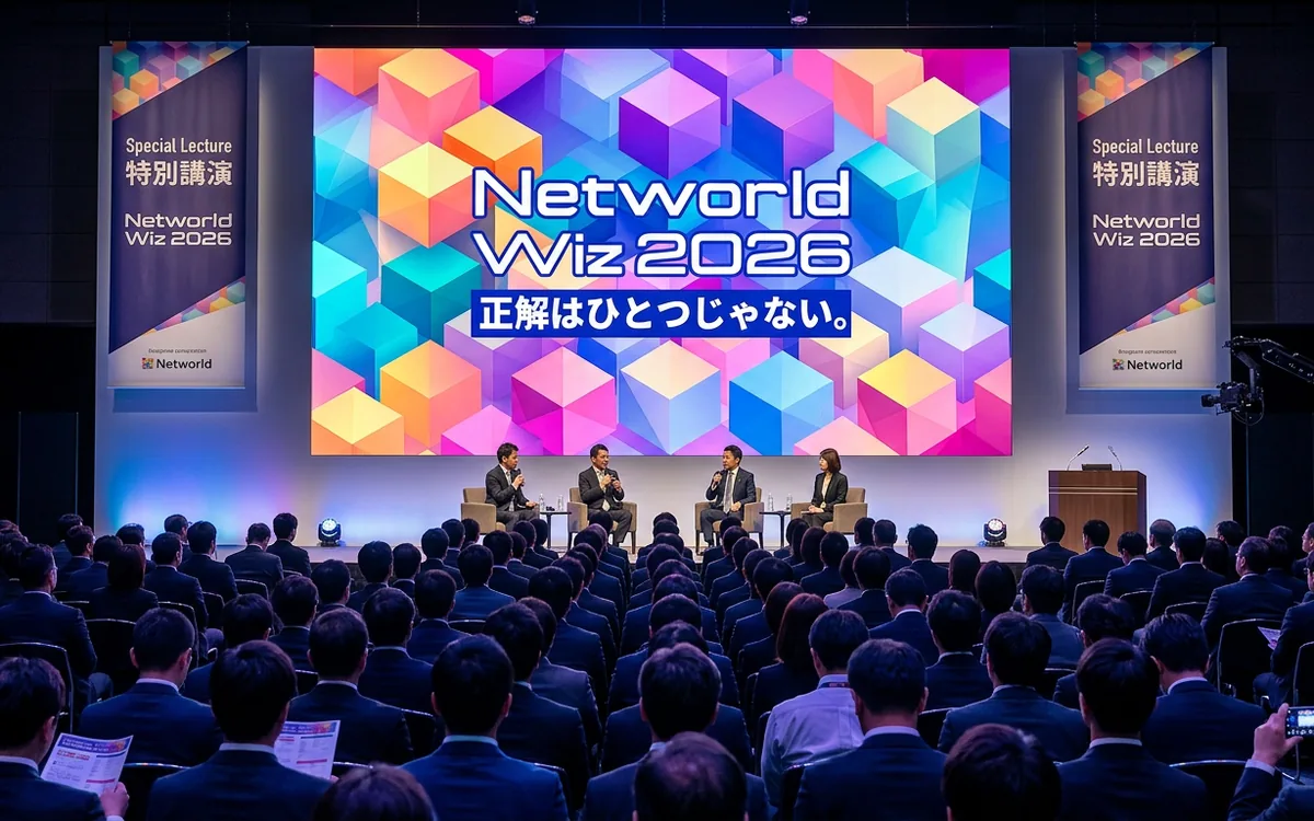 特別講演の会場でステージの登壇者の話を聴く来場者